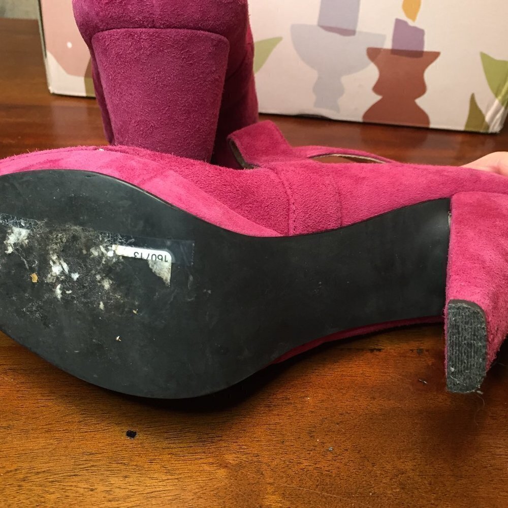 MICHAEL MICHAEL KORS BURGUNDY SUEDE PLATFORM HEELS NWOT 8.5M - Picture 6 of 10